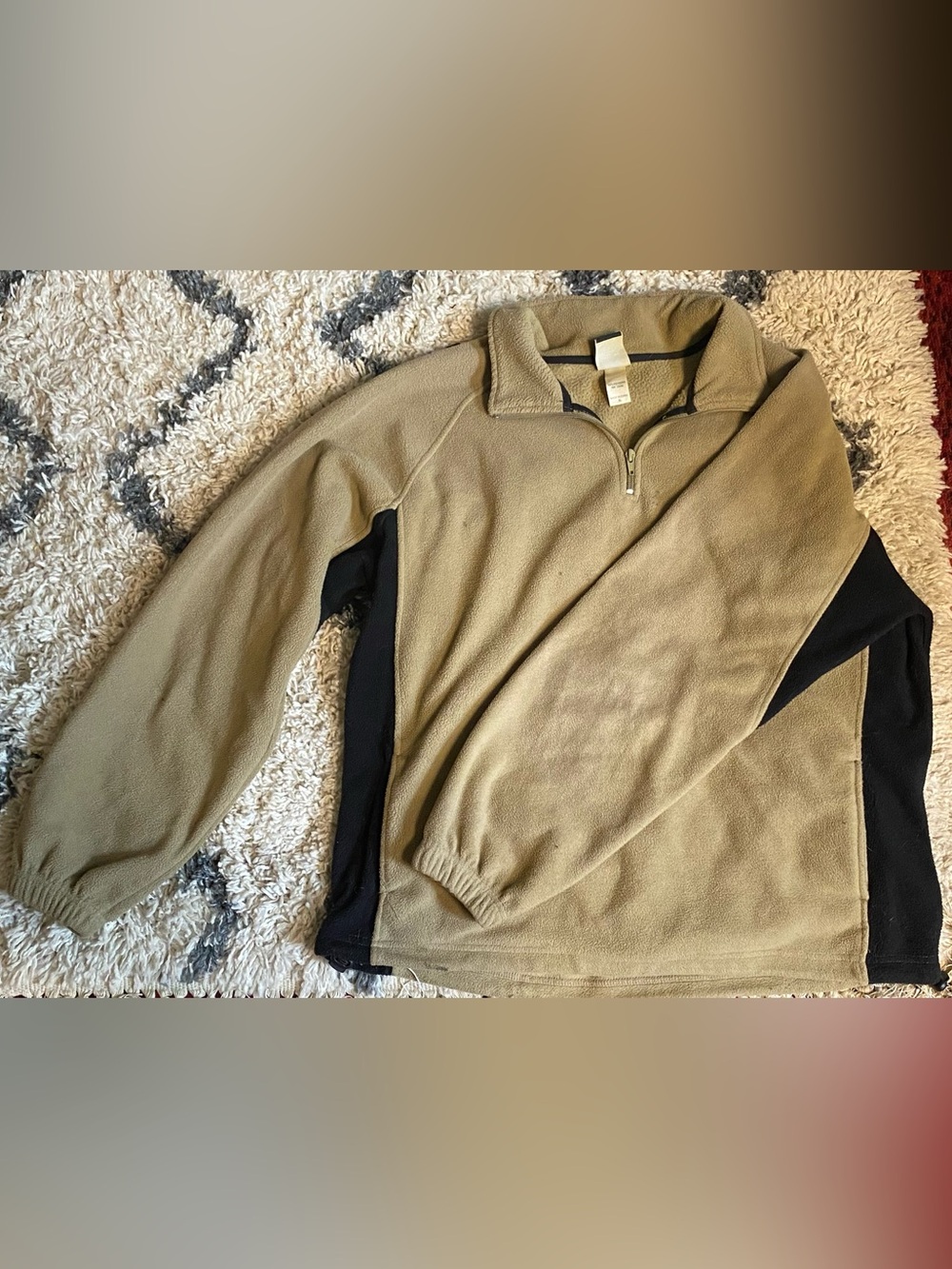 Men's Half-Zip Fleece Pullover - Tan/Black